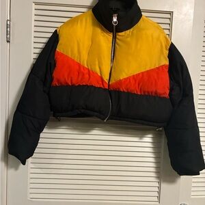 Topshop Yellow and Red Bomber Jacket